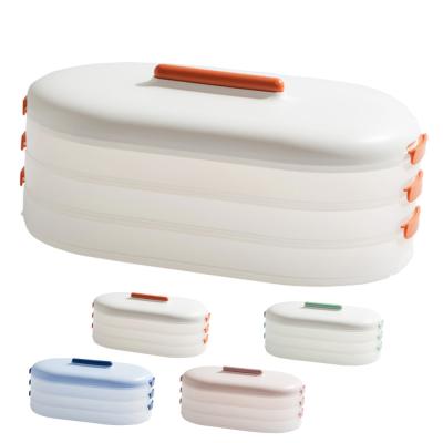 China 3 Layers Kitchen Fridge Frozen Dumpling Storage Box Stackable Food Storage Container for sale