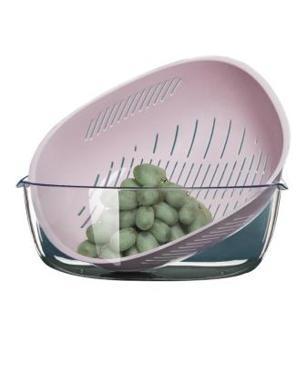 China Viable multifunctional household fruit and vegetable plastic double drain basket for kitchen for sale