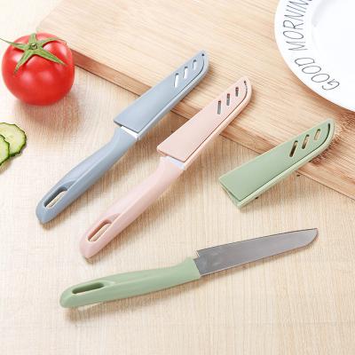 China Sustainable Household Kitchen Tools Stainless Steel Fruit Paring Knife With Plastic Handle And Blade Sheath Wholesale for sale