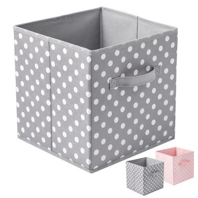 China Viable Home Bins Polka Dot Foldable Cloth Cubby Storage Bins Bedroom Closet Nursery Drawer Cube Organizer for sale