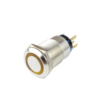 China Stainless steel 19MM ip67 1NO1NC LED illuminated switch metal momentary push button switch 3A for sale