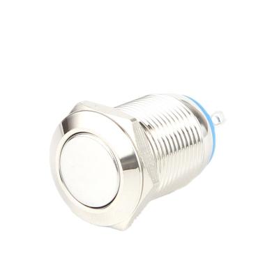 China Mini 1no 12mm Brass Momentary Metal Waterproof Flat High Master Push Button Switch for sale