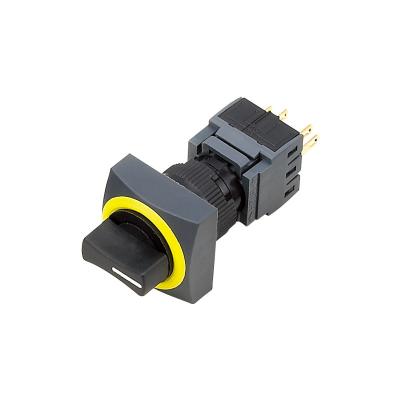 China 2 position 16MM spot selector ring waterproof yellow head 3 position momentary push button switch 2no2nc for sale