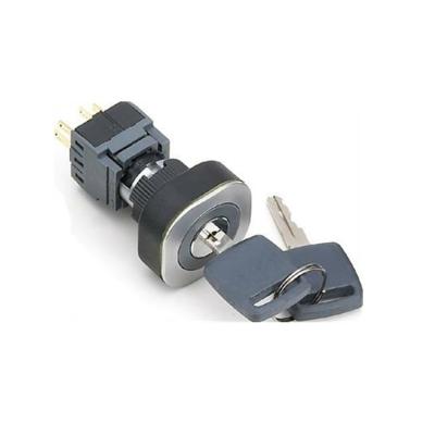 China HABOO 22mm Silver Color 2 Or Key Switch 3Position Electric Key Switch 5A 250V Round for sale