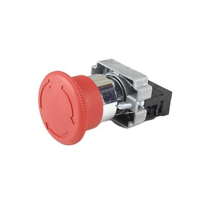 China Similar 22mm Mushroom XB2 Red Emergency Stop Switch Main Size 30mm/40mm/60mm 10A 600V 22mm Diameter Te koop