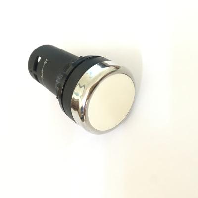 中国 Ring 22mm Silver Colored One Piece Push Button Switch Locking 1no +1nc 250v Flat Round 販売のため