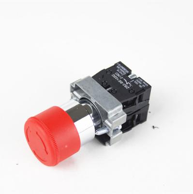 China Small Red Mushroom XB2 Head 10A Electric Power Supply Flat Round 1NO1NC Emergency Stop Button 22mm Diameter for sale