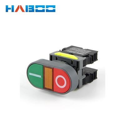 China Plastic dia.22mm/25mm double switch red green color momentary auto-reset switch 10A 600V en venta