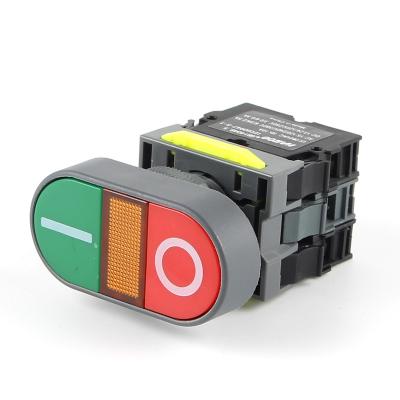 China Plastic dia.22/25mm double switch with led red green color auto-reset push button switch en venta