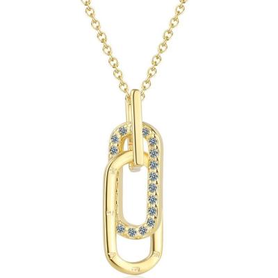 China TRENDY Letter Necklace Diamond Clavicle Chain Geometric Oval Necklace for sale