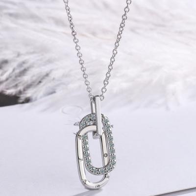 China TRENDY Letter Necklace Diamond Clavicle Chain Geometric Oval Necklace for sale