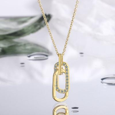 China TRENDY Letter Necklace Diamond Clavicle Chain Geometric Oval Necklace for sale