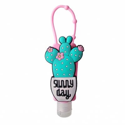 China China silicone 3d cartoon hand sanitizer holder for backpack alcohol gel bottle silicone case for sale