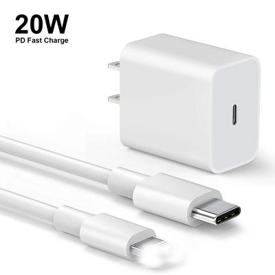 China Convenient for iPhone13 Adapter PD 20W USB-C Charger Original Fast Charger EU USA Plug in 18W Wall Charger Cable for iPhone 13 12 for sale