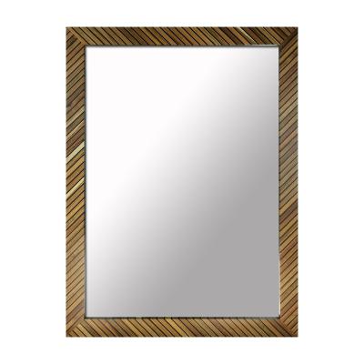 China Minimalist Amazon Factory Wooden Antique Chinese Modern Wall Mirror Frame Cross Grain Solid Wood Cabinet Wood for sale