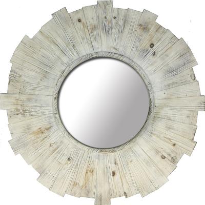 China Art Deco vintage mirror good design retro style mirror minimalist natural wood decorative wall hanging mirror made in china for sale