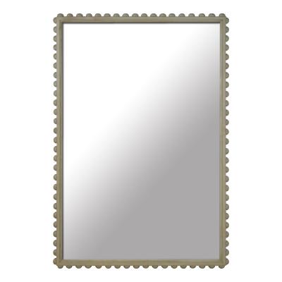 China Minimalist Elegant Decorative Wooden Bead Frame Vintage Frame Wall Mirror Solid Wood Wall Mirror for sale