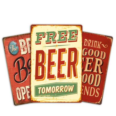 China Africa Factory Price 20*30CM Amazon Hot Sale Vintage Metal Tin Beer Signs for sale