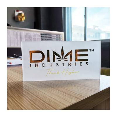 China Eco-friendly custom acrylic logo brand sign display office signage plate led clear acrylic name plate for office for sale