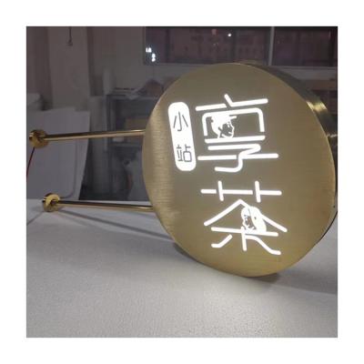 China Adertising Sign Display Customized Rack Signs Advertising Outdoor Hanging Light Box Circle Leuchtkasten For Cafe for sale