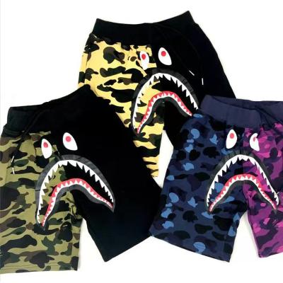 China Wholesale High Quality Anti-wrinkle Shark Printing Hot Men's BAPE Camouflage Casual Cargo Shorts Custom Made for sale