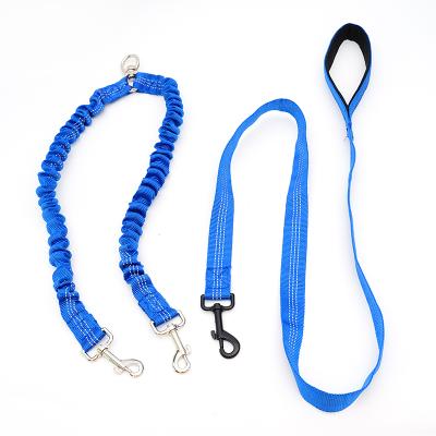 China Viable Wholesale Double Dog Leashes For Dog Bungee Lead Comfortable Cushioning Reflective Coupler For Night Safety for sale