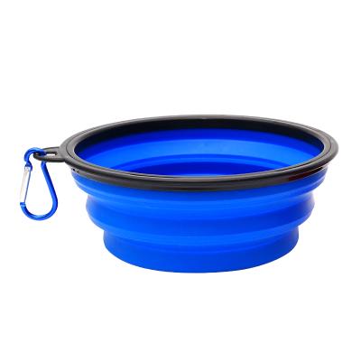 China Viable Collapsible Expandable Cup Dish For Dog Cat Food Water Feeding Free Carabiner Folding Portable Pet Travel Bowl for sale