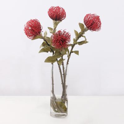 China Artificial Leucospermum Single Pincushion Faux Chrysanthemum Stem Touch Flower For Home Wedding Decoration for sale