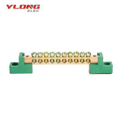 China YL-004 Electric Installation Green Earth Grounding Bar 10Ways With Plastic Cover for sale