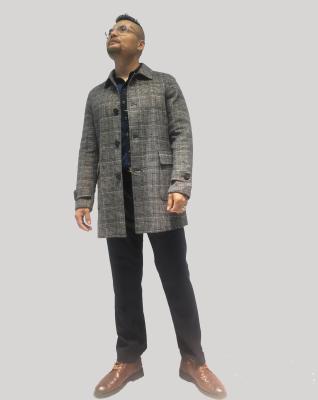 China 100% Custom Made Winter Coat Men Double Face Fashion Logo Wool Plaid Breathable Woolen Jacket Long 2021 for sale