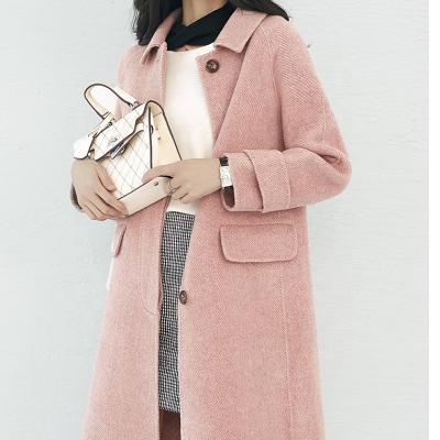 China Winter Women Double Face Rose Breathable Long Wool Blend Ladies Ditch Single Breasted Polka Dot Coat for sale