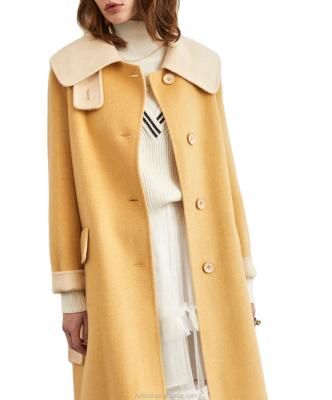 China Breathable Straight Pleat Collar Felt Woolen Coat High Street Autumn And Winter Ladies Coat for sale