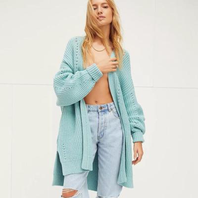 China Ladies Oversize Sweater Anti-Wrinkle Autumn Winter Women's Knitted Chunky Knitwear Custom Long Cardigan for sale