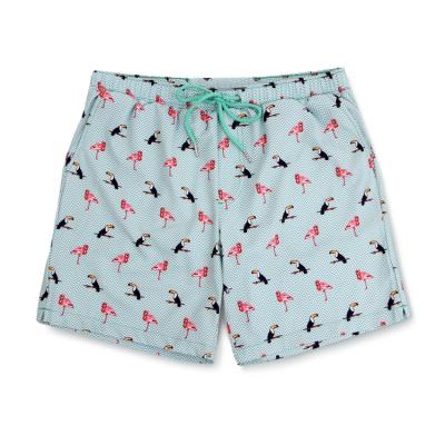 China Wholesale OEM Woven Beach Boxer Anti-Static Shorts Print Swimwear Mens Fashion Male Swimming Trunks With Rope for sale