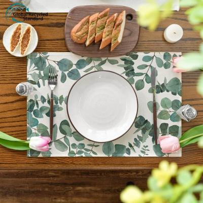 China Table Mat Country 12x18 inch Farmhouse Green Leaves Collection for Picnic and Dinner Kitchen Party for sale