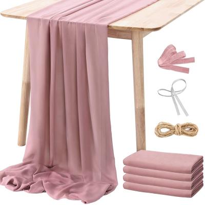 China Dusty Rose Cloth Table Runner 29x120 Inch Banquet Table Decoration, Romantic Sheer Cloth for Wedding Decorations and Birthday for sale