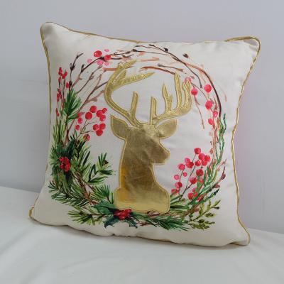 China Viable Gold Foil Deer Designs Sofa Cushion Christmas Decoration Tile Cases for sale