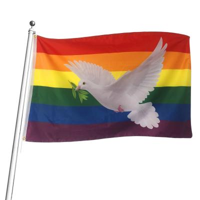 China Healthcare Institutes Colorful Rainbow Dove of Peace Pride Gay Parade Banner Decoration for sale