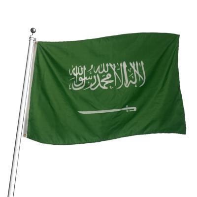 China Healthcare Institutes Customized hot sale Saudi Arabia flag double stitched flag polyester with brass rope ring Customized flag banner for sale