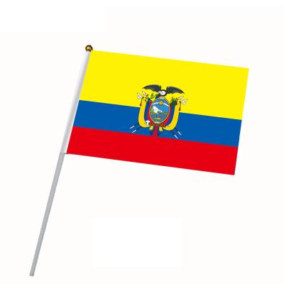 China Hanging Displays Wholesales China Factory Supply Ecuador Hand Flag With Plastic Or Wooden Pole for sale