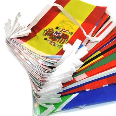 China Hanging Displays Wholesale Custom Qatar World 32 Countries Cup Bunting Flag 14x21cm String Flags for sale