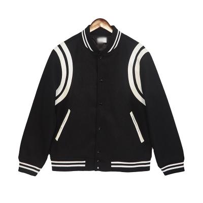 China Breathable Custom Chenille Embroidered Sleeves Baseball Letterman Varsity Fleece Leather Jacket For Men for sale