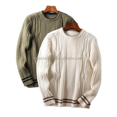 China High Quality Jacquard Quilting Long Sleeve Men's Uniform Vintage Cable Knitted Pullover Anti-wrinkle Anti-wrinkle knitted crewneck sweater for sale