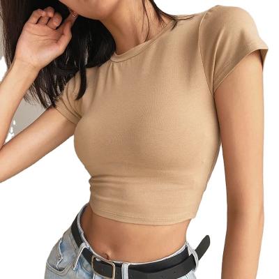 China Custom Women's Short Sleeve Fitness Top Y2k Cotton Crewneck T-shirt Simple Lightweight 100% Sexy Women QUICK DRY for sale