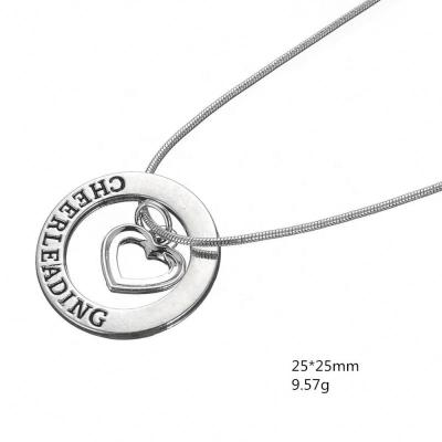 China CLASSIC Antique Silver Plated Affirmation Cheerleading Ring Pendant Fashion Necklace for sale