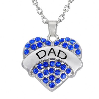 China 2018 CLASSIC Love Engraved DADDY MOM DAUGHTER'S SISTER Crystal Heart Pendant Necklace Family Series1 for sale