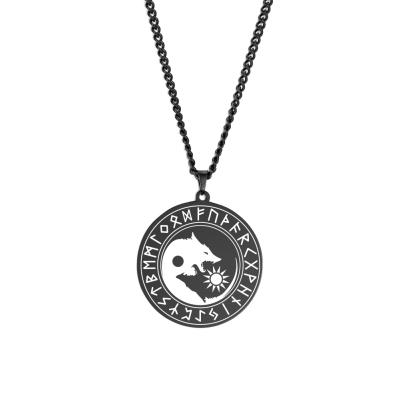 China FASHIONABLE Wholesale Amazon Best Selling Black Gold Sliver Color Wolf Shape Yin Yang Charm Pendant Necklace For Gift for sale