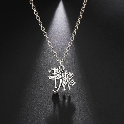 China Cute Punk Bite Me Pendant Gothic Jewelry Women Message Charm Necklace Rope Chain Necklaces Birthday Gifts Men for sale