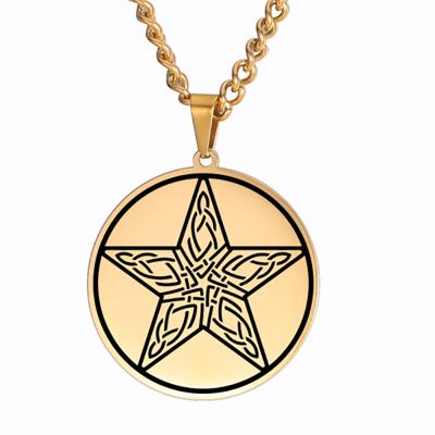 China Chain Necklace Vintage Star Pentagon Star Pentagon Amulet Stainless Steel Jewelry Gifts For Women Men for sale