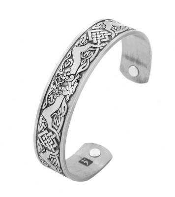 China Vintage Fashion Metal Alloy Vintage Viking Amulet Men's Cuff Bracelet with Irish Knot Symbol Cuff Bangle for sale